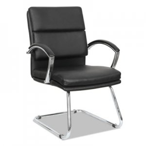 Alera Neratoli Series Slim Profile Guest Chair, Black Soft Leather, Chrome Frame ALENR4319 10703-02