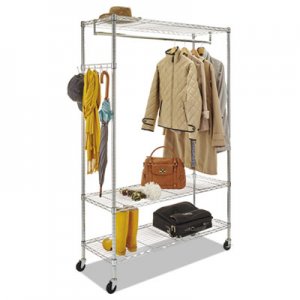 Alera Wire Shelving Garment Rack, Coat Rack, Stand Alone Rack w/Casters, Silver ALEGR364818SR