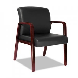Alera Reception Lounge Series Guest Chair, Cherry/Black Leather ALERL4319C