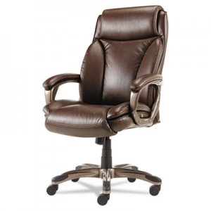 Alera Veon Series Executive High-Back Leather Chair, w/ Coil Spring Cushioning, Brown ALEVN4159