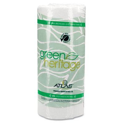 Resolute Tissue Green Heritage Professional Kitchen Roll Towels, 11"x8", White, 85/RL, 30 RL/CT APM585GREEN 585GREEN