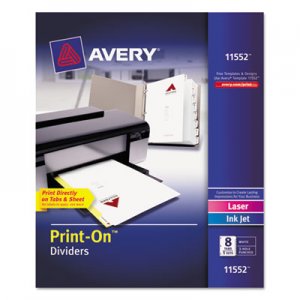 Avery Customizable Print-On Dividers, 8-Tab, Letter, 5 Sets AVE11552 11552