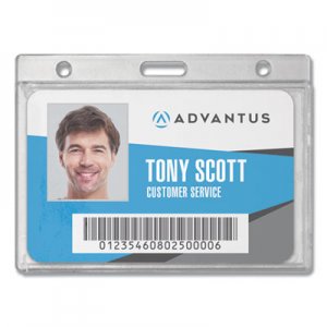 Advantus Frosted Rigid Badge Holder, 3 3/8 x 2 1/8, Clear, Horizontal, 25/BX AVT76075 76075
