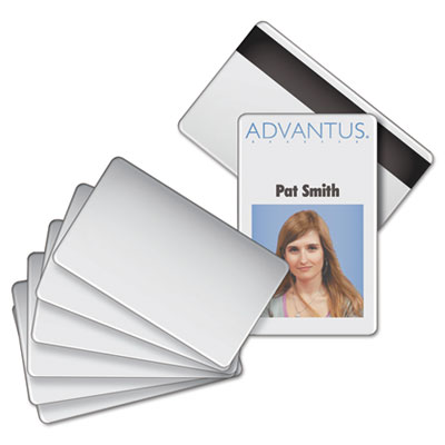 Advantus Blank PVC ID Badge Card with Magnetic Strip, 2 1/8 x 3 3/8, White, 100/PK AVT76354