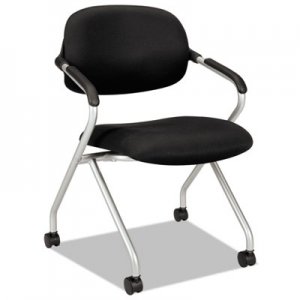 basyx VL303 Series Nesting Arm Chair, Black/Silver VL303MM10X BSXVL303MM10X HVL303.MM10.X