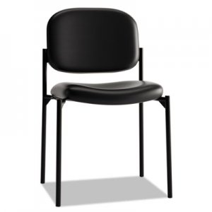 basyx VL606 Series Stacking Armless Guest Chair, Black Leather BSXVL606SB11 VL606SB11