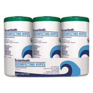 Boardwalk Disinfecting Wipes, 8 x 7, Fresh Scent, 75/Canister, 3 Canisters/Pack BWK354W753PK BWK454W753PK