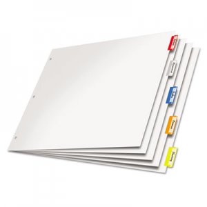 Cardinal Paper Insertable Dividers, 5-Tab, 11 x 17, White Paper/Multicolor Tabs CRD84814 84814