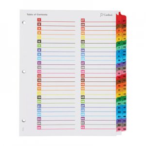 Cardinal OneStep Printable Table of Contents/Dividers, 52-Tab, 11 x 8 1/2, Multicolor CRD60990 60990