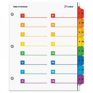 Cardinal OneStep Printable Table of Contents/Dividers, 16-Tab, 11 x 8 1/2, Multicolor CRD60950 60950