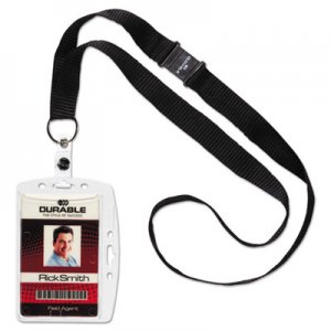 Durable ID/Security Card Holder Set, Vertical/Horizontal, Lanyard, Clear, 10/Pack DBL826819 8268-19