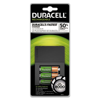Duracell ION SPEED 8000 Professional Charger, Includes 2 AA and 2 AAA NiMH Batteries DURCEF15 80232629