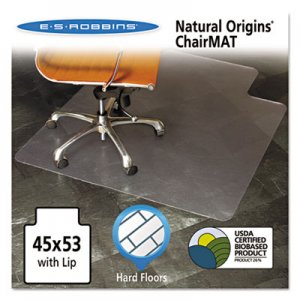 ES Robbins Natural Origins Chair Mat With Lip For Hard Floors, 45 x 53, Clear 143012 ESR143012