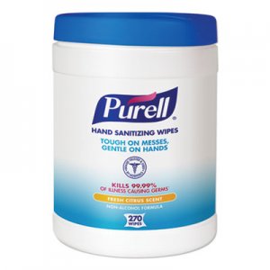 PURELL Sanitizing Hand Wipes, 6 x 6 3/4, White, 270 Wipes/Canister GOJ911306EA 9113-06