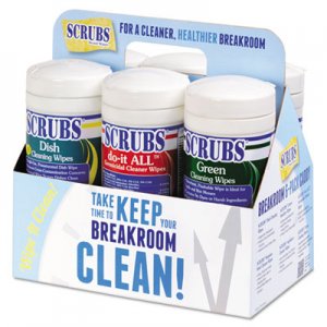 SCRUBS Breakroom Six-Pack of Wipes, 6/Carton, 260 Wipes per Carton ITW90016 90016