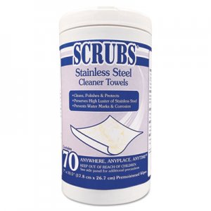 SCRUBS Stainless Steel Cleaner Towels, 9 3/4 x 10 1/2, 70 Wipes/Pack, 6 Packs/Carton ITW91970 91970