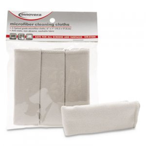Innovera Microfiber Cleaning Cloths, 6" x 7", Grey, 3/Pack IVR51506