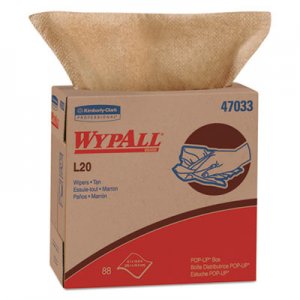 WypAll L20 Towels, POP-UP Box, 2-Ply, 9 1/10 x 16 4/5, Brown, 88/Box, 10 Boxes