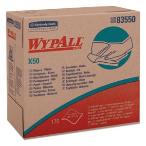 WypAll X50 Cloths, POP-UP Box, 9 1/10 x 12 1/2, White, 176/Box, 10 Boxes/Carton KCC83550