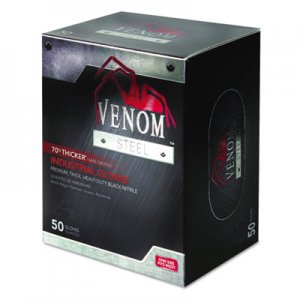 Medline Venom Steel Industrial Nitrile Gloves, X-Large, Black, Powder-Free, 50/Box MIIVEN6045 VEN6045