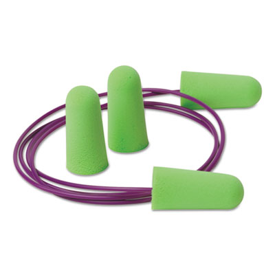 Moldex Pura-Fit Single-Use Earplugs, Corded, 33NRR, Bright Green, 100 Pairs MLX6900 507-6900