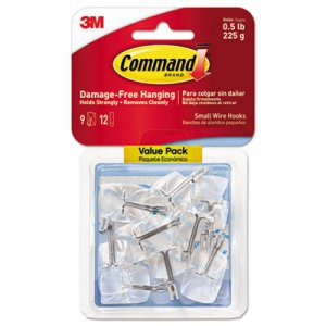 Command Clear Hooks & Strips, Plastic/Wire, Small, 11 Hooks & 14 Adhesive Strips/Pack 17067CLRVP MMM17067CLRVP