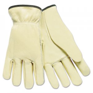 MCR Safety Full Leather Cow Grain Driver Gloves, Tan, Large, 12 Pairs MPG3200L 127-3200L