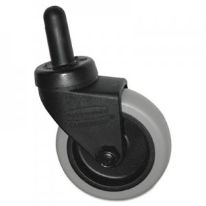 Rubbermaid Replacement Swivel Bayonet Casters, 3" Wheel, Thermoplastic Rubber, Black RCP7570L2 RCP 7570-L2