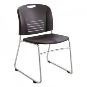 Safco Vy Series Stack Chairs, Plastic Back/Seat, Sled Base, Black, 2/Carton 4292BL SAF4292BL