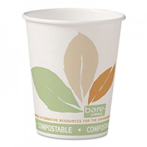 Dart Bare by Solo Eco-Forward PLA Paper Hot Cups, 10oz, Leaf Design,50/Bag,20 Bags/Ct SCC370PLAJ7234 370PLA