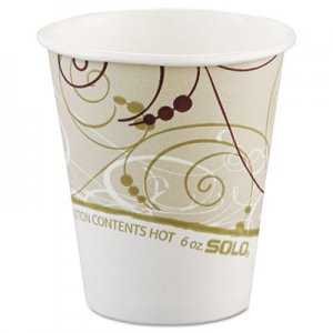 Dart Paper Hot Cups in Symphony Design, Polylined, 6oz, Beige/White, 1000/Carton SCC376SMSYM 376SM-J8000