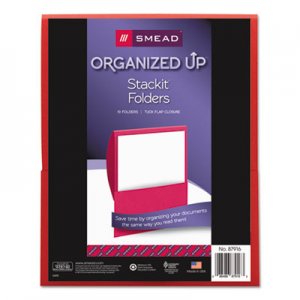 Smead Organized Up Stackit Folder, Textured Stock, 11 x 8 1/2, Red, 10/Pack SMD87916 87916