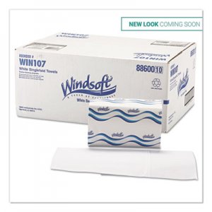 Windsoft Singlefold Paper Towels, 1-Ply, 9 9/20 x 9, White, 250/Pack, 16 Packs/Carton WIN107