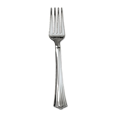 WNA Heavyweight Plastic Forks, Reflections Design, Silver, 600/Carton WNA610155 WNA 610155