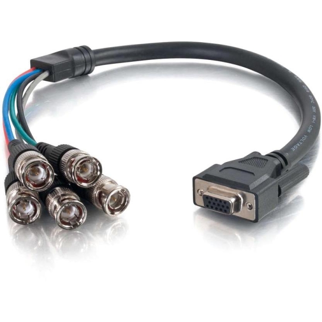 C2G 1.5ft Premium VGA Female to RGBHV (5-BNC) Male Video Cable 02570