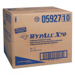 WypAll X70 Foodservice Towels, 1/4 Fold, 12 1/2 x 23 1/2, Blue, 300/Carton KCC05927 5927