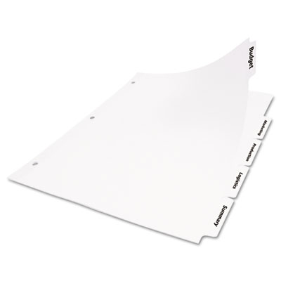 Office Essentials Office Essentials White Label Dividers, 5-Tab, 11 x 8-1/2, White, 25 Sets/Pack 11338 AVE11338