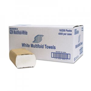GEN Multifold Towel, 1-Ply, White, 250/Pack, 16 Packs/Carton GENMULTIFOLDWH