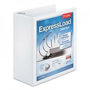 Cardinal ExpressLoad ClearVue Locking D-Ring Binder, 4" Cap, 11 x 8 1/2, White CRD49140 49140
