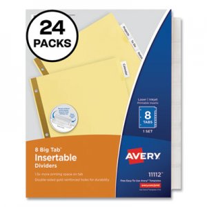 Avery Insertable Big Tab Dividers, 8-Tab, Letter, 24 Sets AVE11115 72782