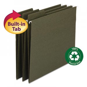 Smead FasTab Recycled Hanging File Folders, Letter, Green, 20/Box 64037 SMD64037