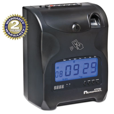Acroprint Biometric Fingerprint Time Clock, Black/Red Ink, 6 x 5 x 9 ACP010270000 01-0270-000