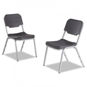 Iceberg Rough N Ready Series Original Stackable Chair, Black/Silver, 4/Carton 64111 ICE64111