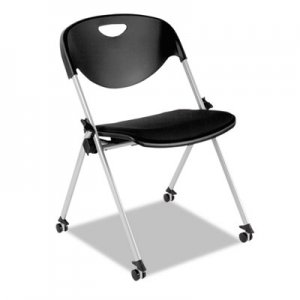 Alera Plus SL Series Nesting Stack Chair with Casters, Black, 2/Carton AAPSL651 AAP-SL651
