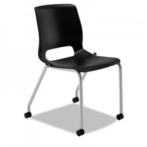 HON Motivate Seating Upholstered 4-Leg Stacking Chair, Black/Onyx/Platinum, 2/Carton MG201CU10 HONMG201CU10