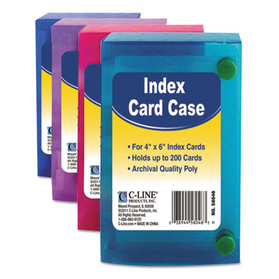 C-Line Index Card Case, Holds 200 4 x 6 Cards, Polypropylene, Assorted CLI58046 58046