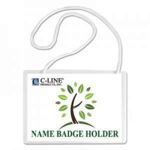 C-Line Specialty Name Badge Holder Kits, 4 x 3, White, 50/Box CLI97043 97043
