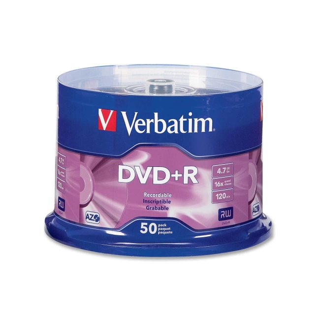 Verbatim DVD+R 4.7GB 16x 50pk Spindle 95037