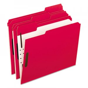 Pendaflex Colored Folders With Embossed Fasteners, 1/3 Cut, Letter, Red/Grid Interior PFX21319 21319