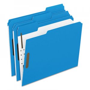 Pendaflex Colored Folders With Embossed Fasteners, 1/3 Cut, Letter, Blue/Grid Interior PFX21301 21301